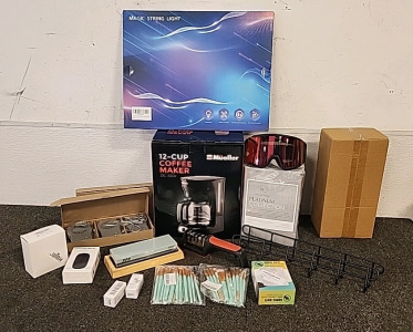 12 Cup Coffee Maker.. OMEKOL Tinted Glasses Knife Sharpener.. 6 Neck Fans.. and more..