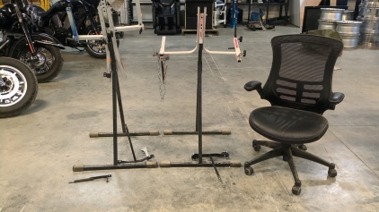 (2) Paint Stands and Rolling Chair