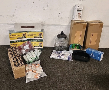 2 Shelter Innovation Camping chairs ... Lasiyanor Stylish Sunglasses.. Glass Cookie Jar.. Natural Hand Lotion.. 4 Boxes of Rodent and Pest Repellent.. and More