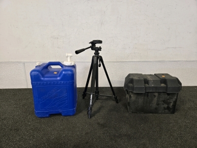 Sunpak 5858D Tripod, Reliance Products Aqua Tainer 7 Gallon Water Container, Attwood 24M Vented Battery Box