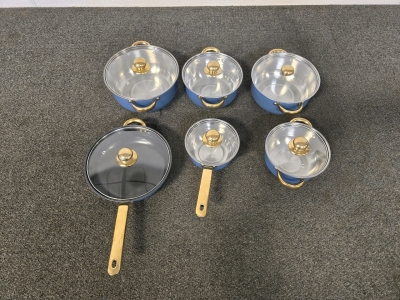 Blue Stainless Steal 6 Piece Cooking Set