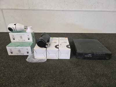 (3) BougeRV Vehicle To Loaf Adapter V2L, (3) WiFi Panorama Cameras, ARRIS CM820A Cable Modem DOCSIS 3.0