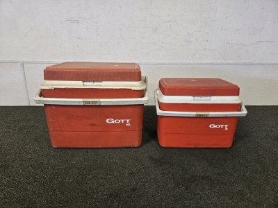 (1) Vintage Gott 16-Quart Ice Chest Cooler, (1) Vintage Gott 8 Quart Cooler Ice Chest Cooler