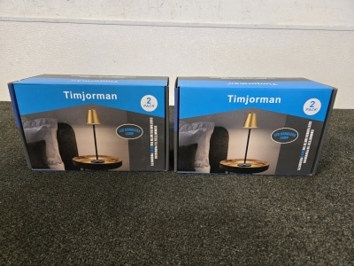 (2) Timjorman Black & Gold LED Cordless Lamp 2-Pack