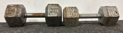 35 Pound Metal Dumbbell & 25 Pound Metal Dumbbell