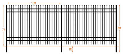 10’x7’ Powder Coated Steel Site Fence (24 Piece Fence, 25 Piece Post, 4 Piece Rail)