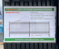 10&rsquo;x7&rsquo; Powder Coated Steel Site Fence (24 Piece Fence, 25 Piece Post, 4 Piece Rail) - 7