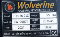 New Wolverine 3 Point Skid Steer Hitch Model: TQH-26-01C - 2