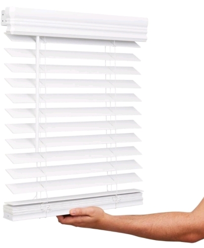 (1) Faux Wood Window Blinds - 71"x72" - 2 Pack Per Box