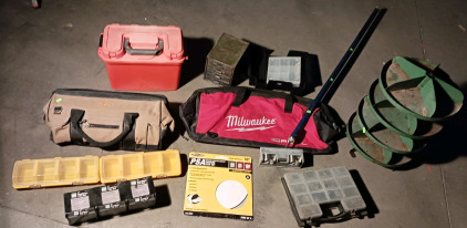 (11) Contractor&rsquo;s Essentials - (1) Antique Rotabin Organizer (1) Milwaukee M18 Bag (1) CLC Tool Bag & More!! [See Description for More Info]