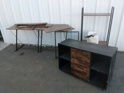 Steel Frame MDF Desk Multiple Piece Set 32x20x30 Each, Cabinet 40x16x27