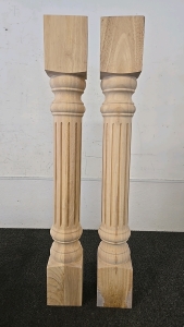 35 1/2-inch H 5-inch W 5-inch D Wood Carved Fluted Cabinet Columns