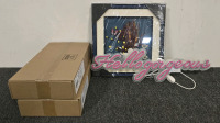 (2)Holicolor Balloon Arcs, Xenon Art Framed Photo, "Hello Gorgeous" Pink Neon Sign