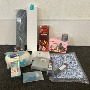 Cat Toy Gift Box, Grill Brush, 3 Piece Mouse Pad Set, & More