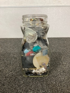 Jar Of Costume Jewelry and Findings