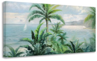 Anolyfi Large Palm Tree Picture Green Tropical Ocean Seascape Canvas Wall Art Nature Landscape Textured Painting Artwork Framed for Living Room Bedroom Bathroom Kitchen Office Home Decor 58"x29", and More.