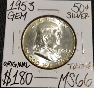 1953 MS66 Gem Silver Franklin Half Dollar