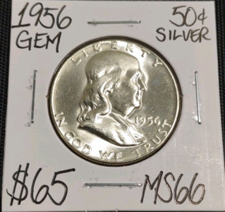 1956 MS66 Gem Silver Franklin Half Dollar