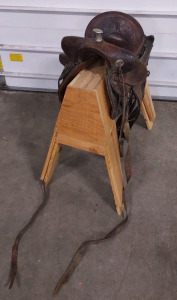 Unknown Size Antique Al Furstnow Saddle, a Renowned Saddle Maker from Miles City, Montana