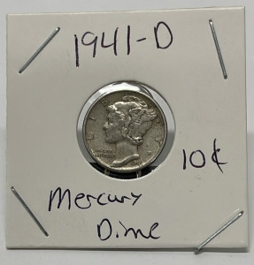 1941-D Mercury Dime (Carded)
