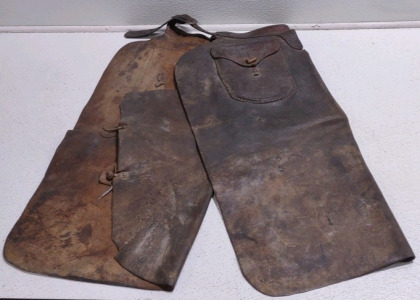 Roughly 3'Hx 13"W Antique Leather "Batwing" Cowboy Chaps