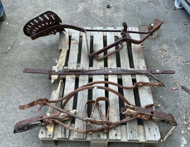 Antique Yard Art Steel Buggy Parts