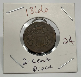 1866 2 Cent Coin (Carded)
