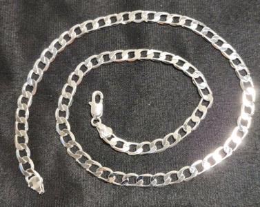 20" 925. Flat Curb Link Chain Necklace