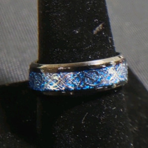 Black Men's Viking/ Nordic Blue Wedding Band