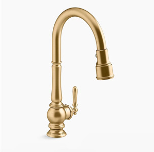Brand New - Kohler Artifacts Pull-Down Kitchen Sink Faucet w/ 3 Function Spray-Head - Vibrant Brushed Modern Brass
