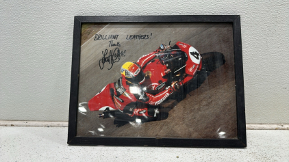 Autographed James Haydon Superbike Photo in Frame