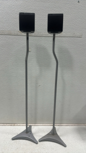 (2) JVC SP-XSA-370 Satellite Speakers w/ Silver Speaker Stands