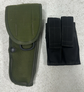 (1) Bianchi M-12 Holsert for Beretta M9, (1) Eagle USA Dual-Pouch 9mm Magazine Holster