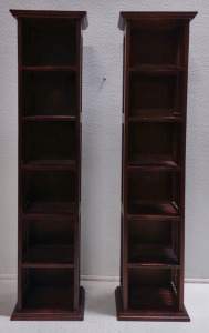 (2) Matching Standing Dark Wooden 6- Tier Shelves