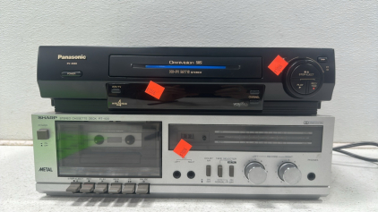 (1) Vintage Sharp RT-100 Stereo Cassette Deck, (1) Vintage Panasonic PV-4660 OmniVision VHS Player