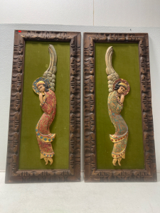 (2) Wood Frames Art Pieces 46&rdquo; x 21&rdquo;