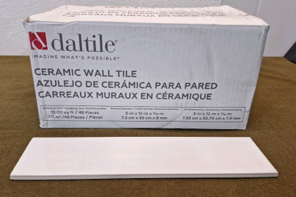 (1) Box Of (48) Daltile Ceramic Wall Tiles, 3" x 12" x 5/16", LC15-White