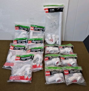 (7) 1-1/4", Oatey Insti-Plumb P-Traps & (6) 1-1/4", Oatey, Form & Fit Extension Tubes 3" To 7" & (1) Oatey 1-1/4" S-Trap