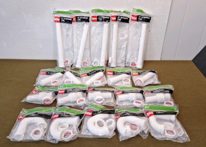 (5) 1-1/4", Oatey J-Bends, (5) 1-1/4", Oatey Form N Fit Extension Tubes, 3" To 7", (5) 1-1/4", Oatey 6" Extension Tubes & (5) 1-1/4", Oatey 12" Extension Tubes