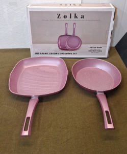 (1) Zolka 2-Piece Granite Coating Pan Set, Pink