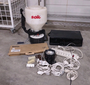 (1) Solo 421 Chest-Mount protable Spreader 421-s (1) Pioneer Strered Double Cassette Deck CT-W65OR (1) Dell Keyboard (New), & an Assortment of Assorted Sized Extension Cords
