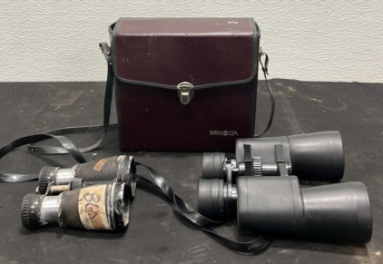 (1) Pair of Minolta Binoculars w/ Case (1) Pair of Vintage Binoculars
