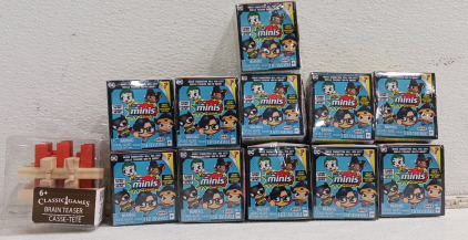 (12) Collectible Toys & Puzzle - (11) DC Minis Mystery Figures (1) Brain Teaser Puzzle
