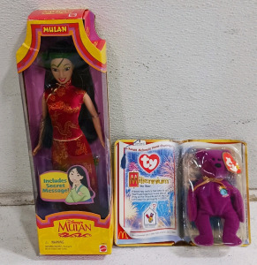(2) Collectible Toys - (1) Disney Mulan Doll (1) Ty Millennium Beanie Baby