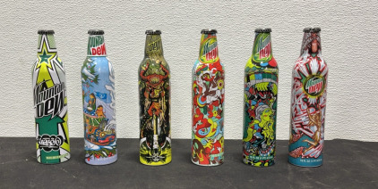 (6) Collectible Unopened** Mountain Dew Bottles