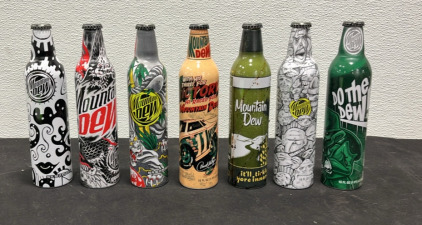 (7) Unopened** Collectible Mountain Dew Bottles