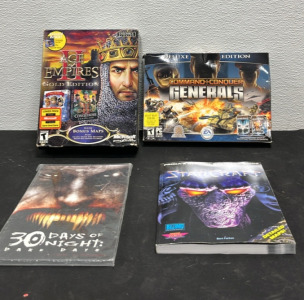(1) 30 Days of Night: Dark Days IDW Graphic Novel Comic Book (1) Primas Official Strategy Guide Vintage 1998 (1) Command & Conquer Generals Game [BOX ONLY**] (1) Age of Empires II Gold Edition Game [BOX ONLY**]