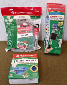 (1) Fluidmaster Universal Toilet Installation Kit, (1) Fluidmaster Toilet Fill Valve Assy & (1) Fluidmaster Universal Toilet Seal