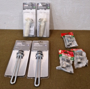 (2) Utilitech Universal Drain Valves, (2) Utilitech Universal Electric Hot Water Heater Elements, 1500W/ 120V & (3) Fluidmaster Universal Water Supply Valves