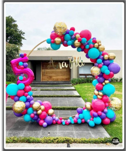 (2)LANGXUN 7.2ft Gold Metal Balloon Arch kit Stand, Round Backdrop Circle Arch Frame for Wedding Birthday Party Decoration, Graduation Decorations and Baby Shower Photo Background